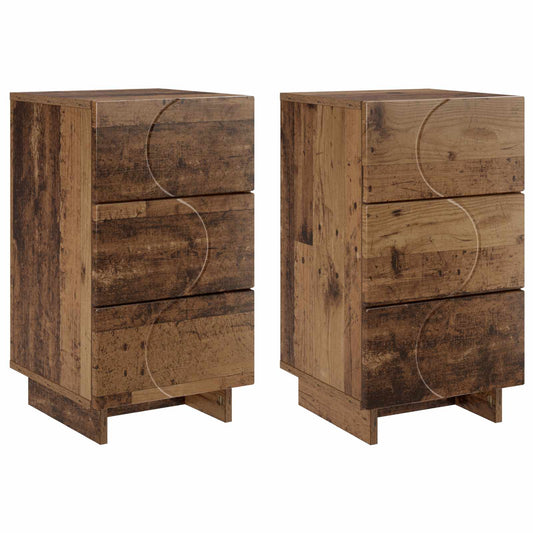 vidaXL Bedside Cabinet 2 pcs Old Wood 33.5 x 34.5 x 60 cm