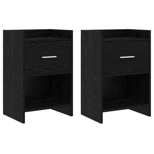 vidaXL Bedside Tables 2 pcs Black Oak 40 x 30 x 60 cm Engineered Wood