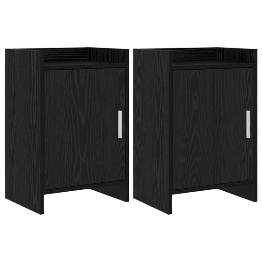 vidaXL Bedside Tables 2 pcs Black Oak 40 x 30 x 60 cm Engineered Wood