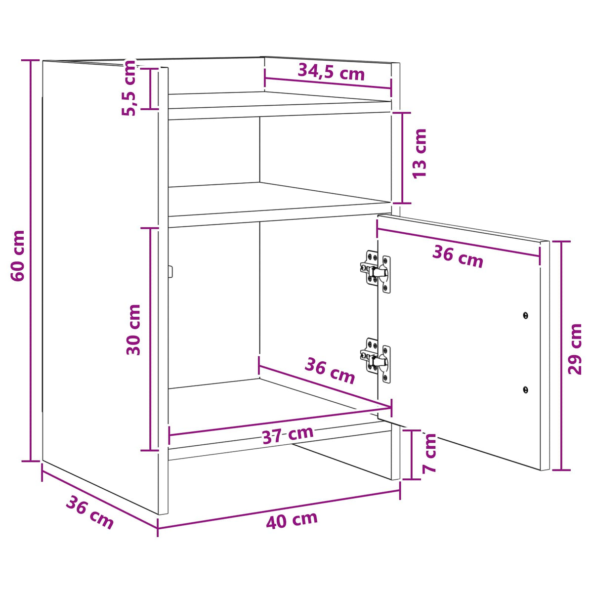 vidaXL Bedside Tables Smoked Oak 40 x 36 x 60 cm Engineered Wood
