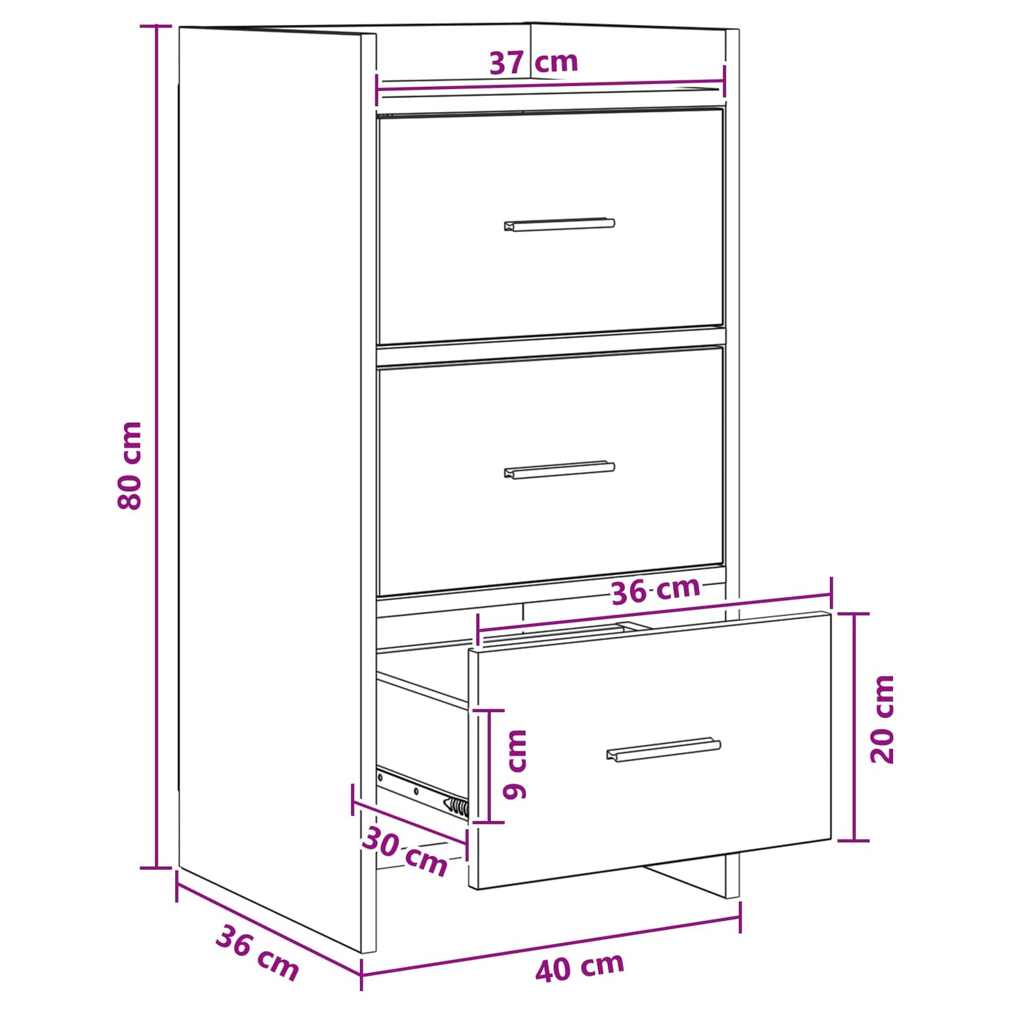 vidaXL Sideboard Sonoma Oak 40 x 36 x 80 cm Engineered Wood