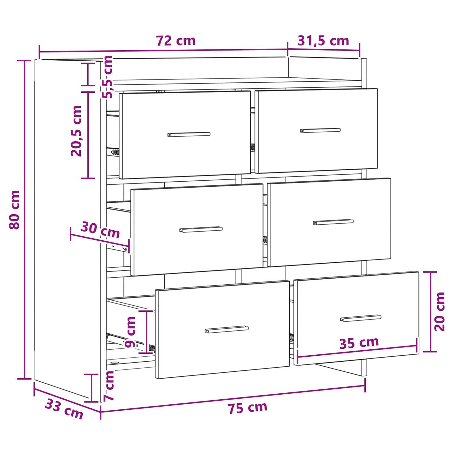 vidaXL Sideboard Old Wood 75 x 33 x 80 cm Engineered Wood
