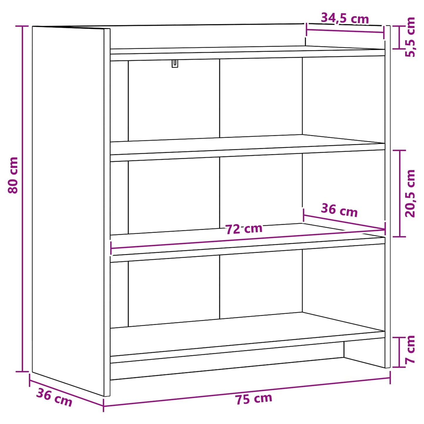 vidaXL Sideboard Smoked Oak 75 x 36 x 80 cm Engineered Wood