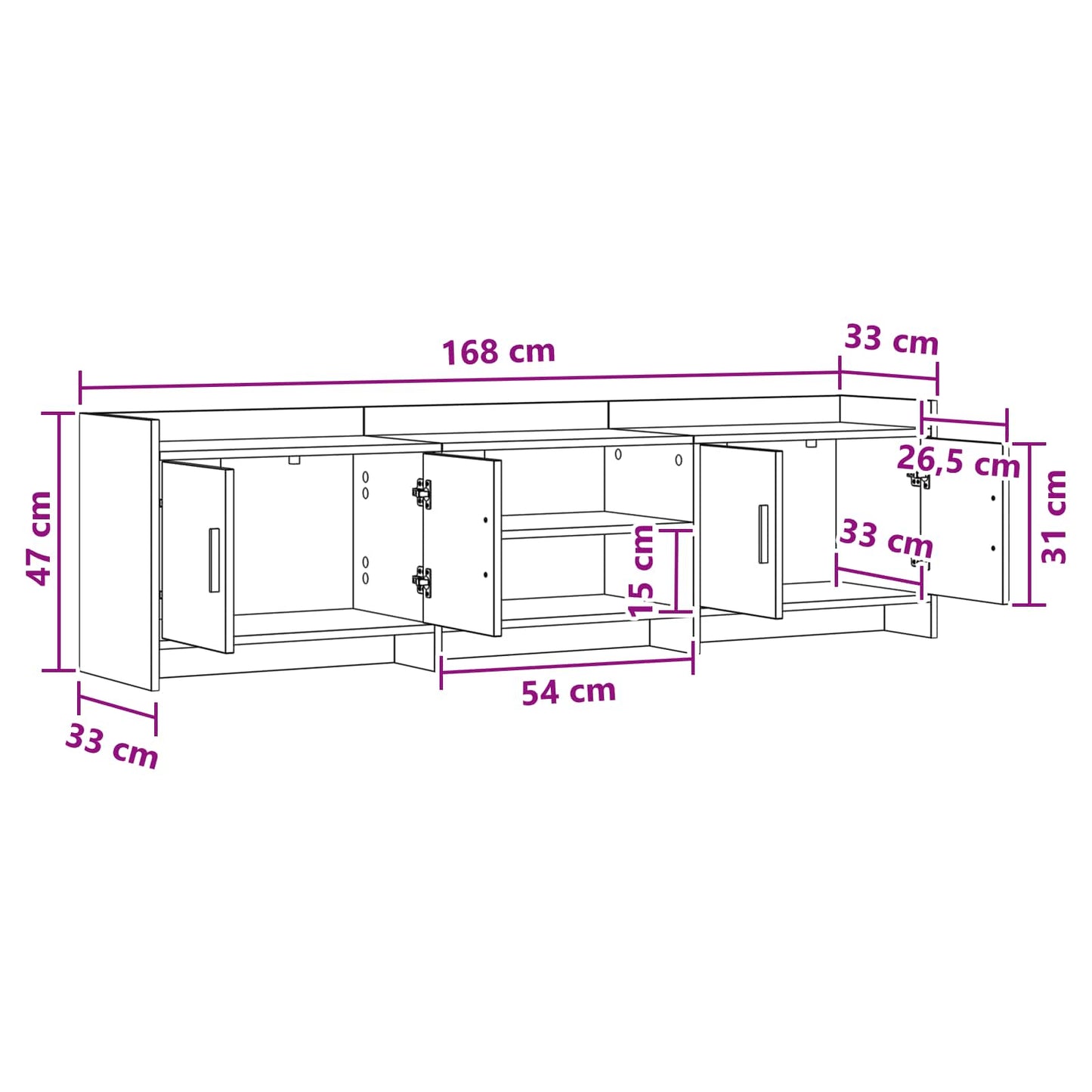 vidaXL TV Cabinet 168 x 33 x 47 cm Grey Sonoma Engineered Wood