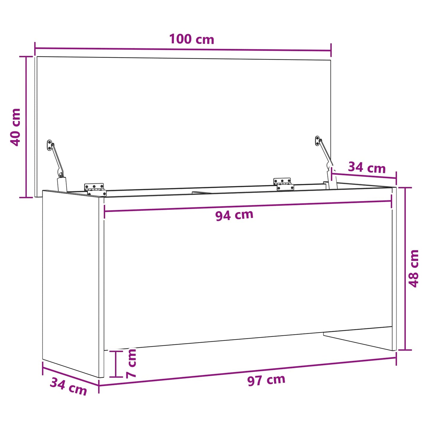 vidaXL Storage Chest Artisan Oak 100 x 40 x 50 cm Engineered Wood