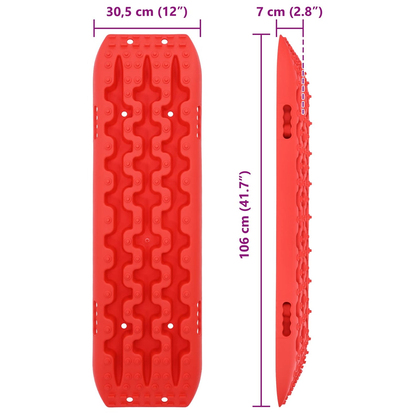 vidaXL Traction Board 2 pcs Red 106 x 30.5 x 7 cm Reinforced Nylon