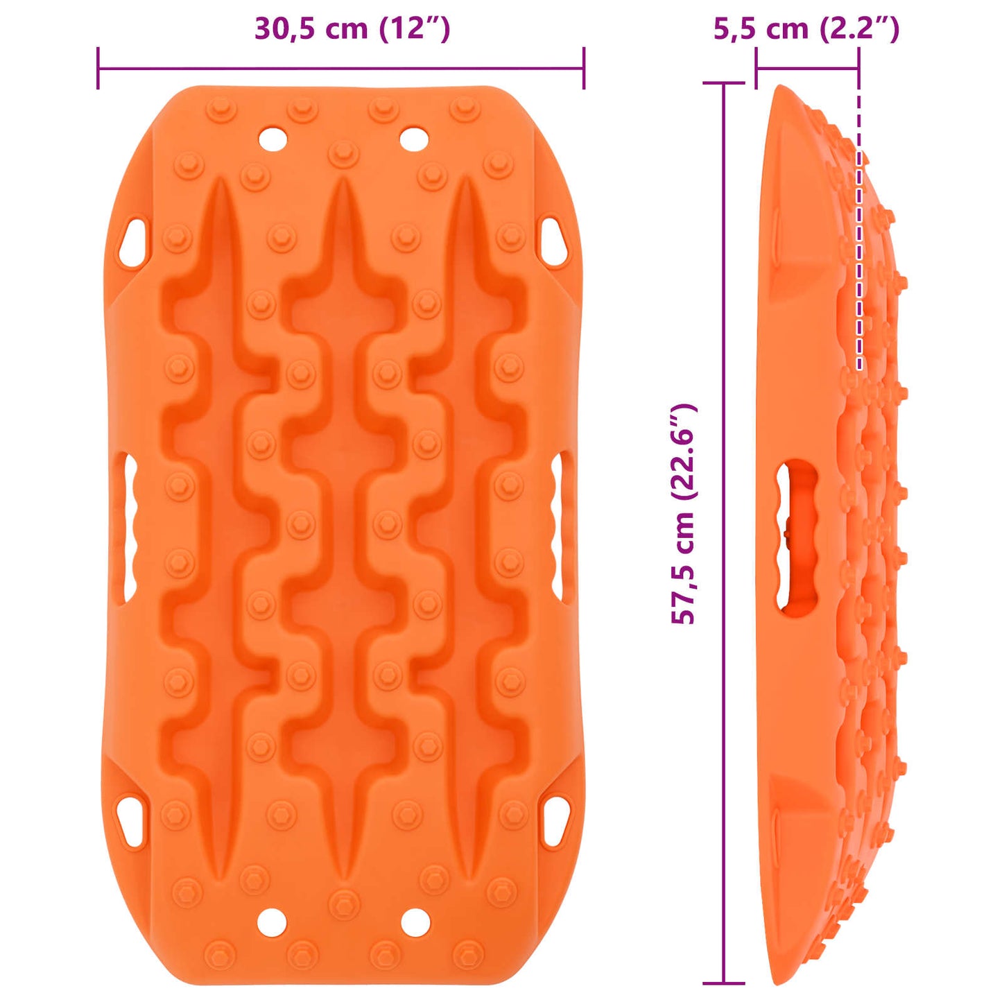 vidaXL Traction Board 2 pcs Orange 57.5x30.5x5.5 cm Reinforced Nylon