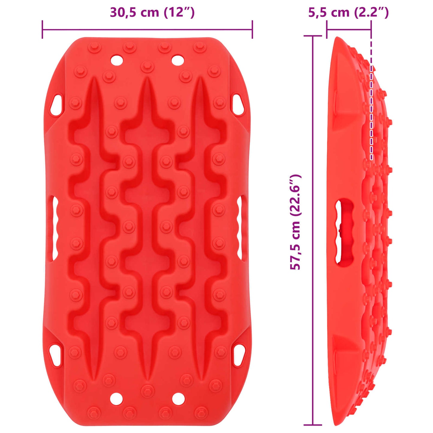 vidaXL Traction Board 2 pcs Red 57.5 x 30.5 x 5.5 cm Reinforced Nylon