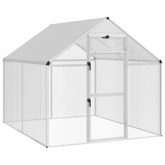 vidaXL Bird Cage Silver 181.5 x 221 x 173.5 cm Welded Wire Mesh