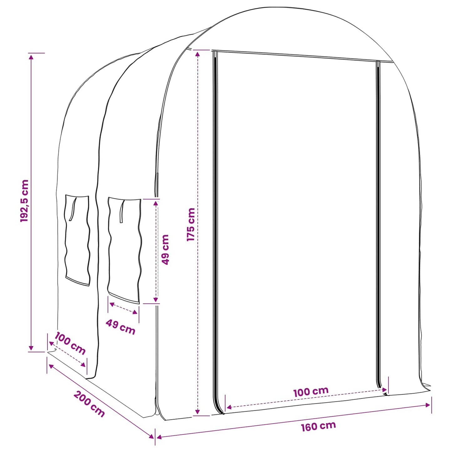 vidaXL Greenhouse with Frame 160 x 200 x 192.5 cm PVC Transparent