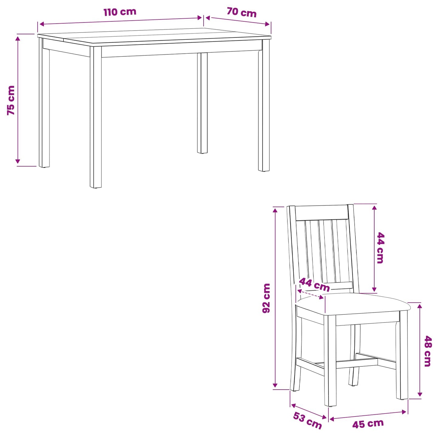 vidaXL Dining Set 5 pcs Grey Solid Oak Wood