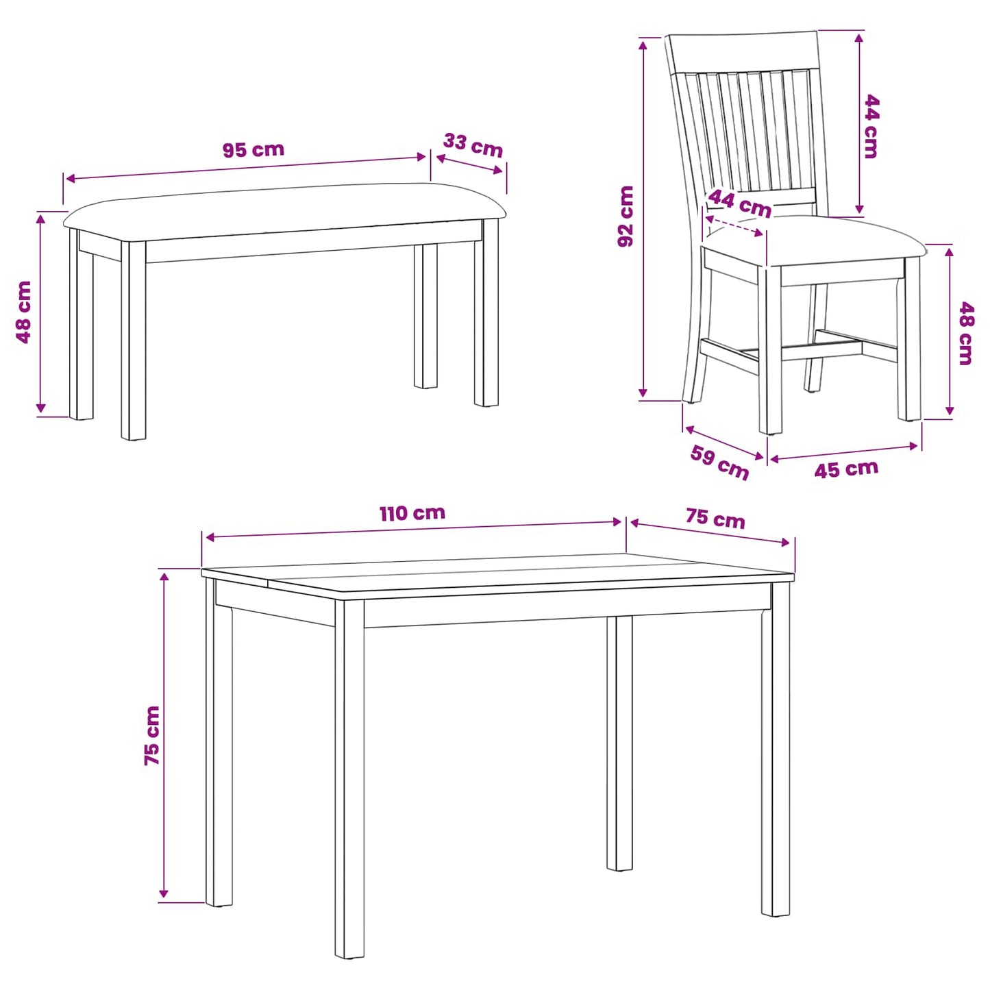 vidaXL Dining Set 5 pcs Grey Solid Oak Wood