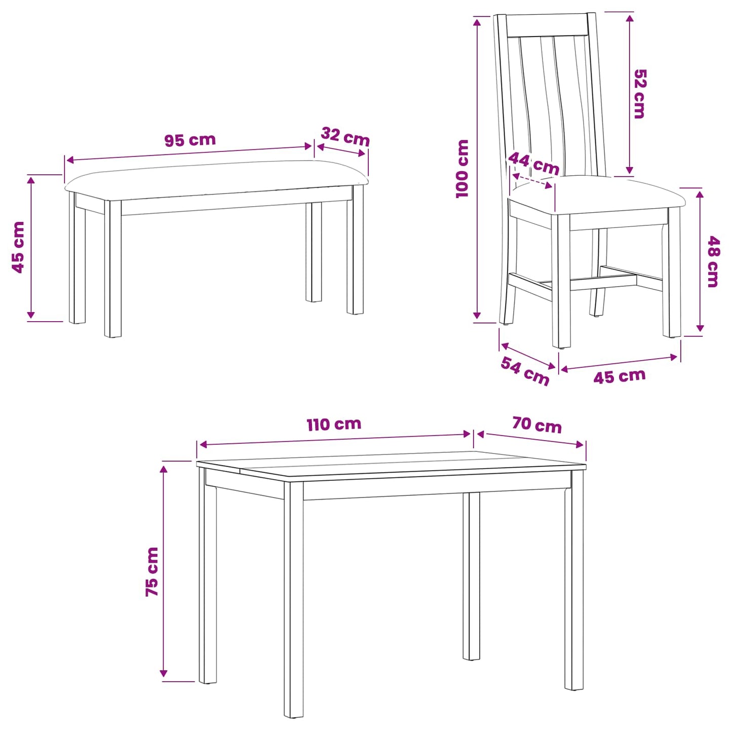 vidaXL Dining Set 5 pcs Black Solid Oak Wood