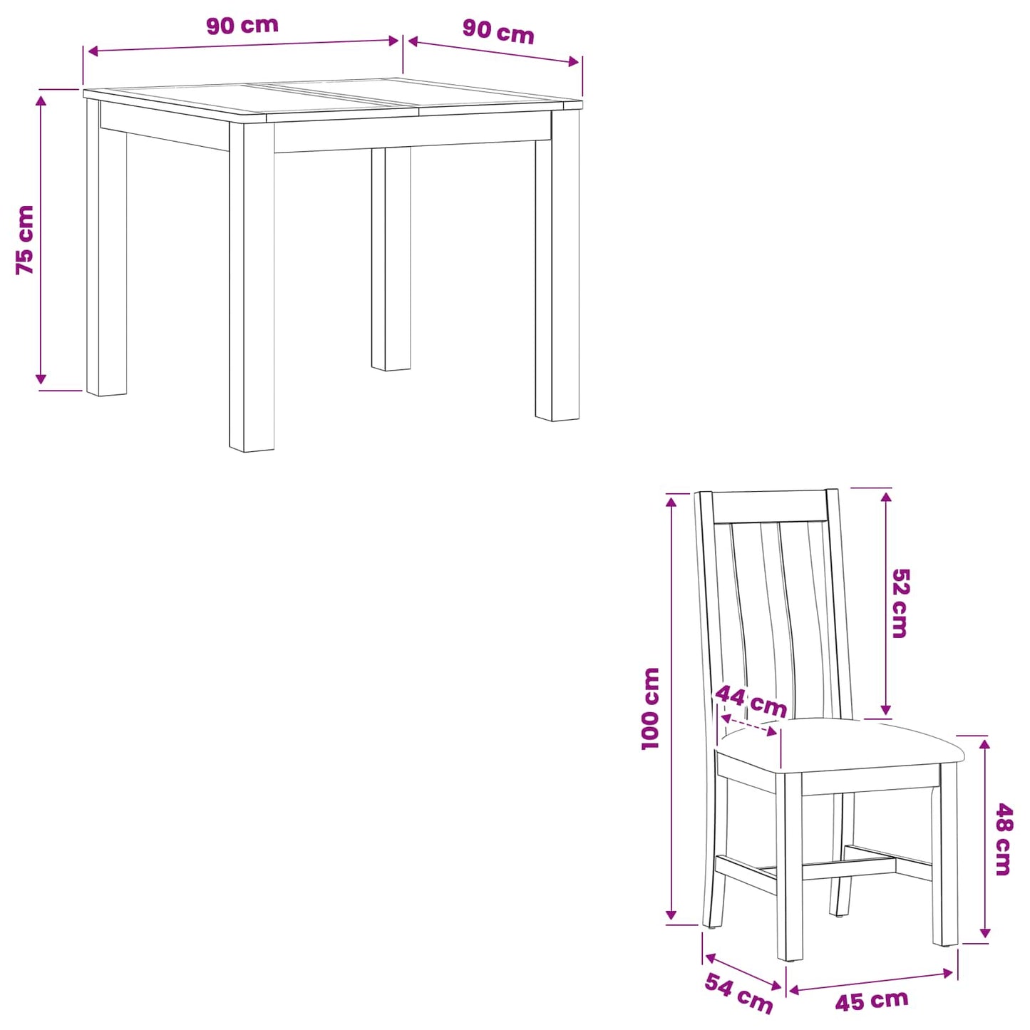 vidaXL Dining Set 5 pcs Black Solid Oak Wood