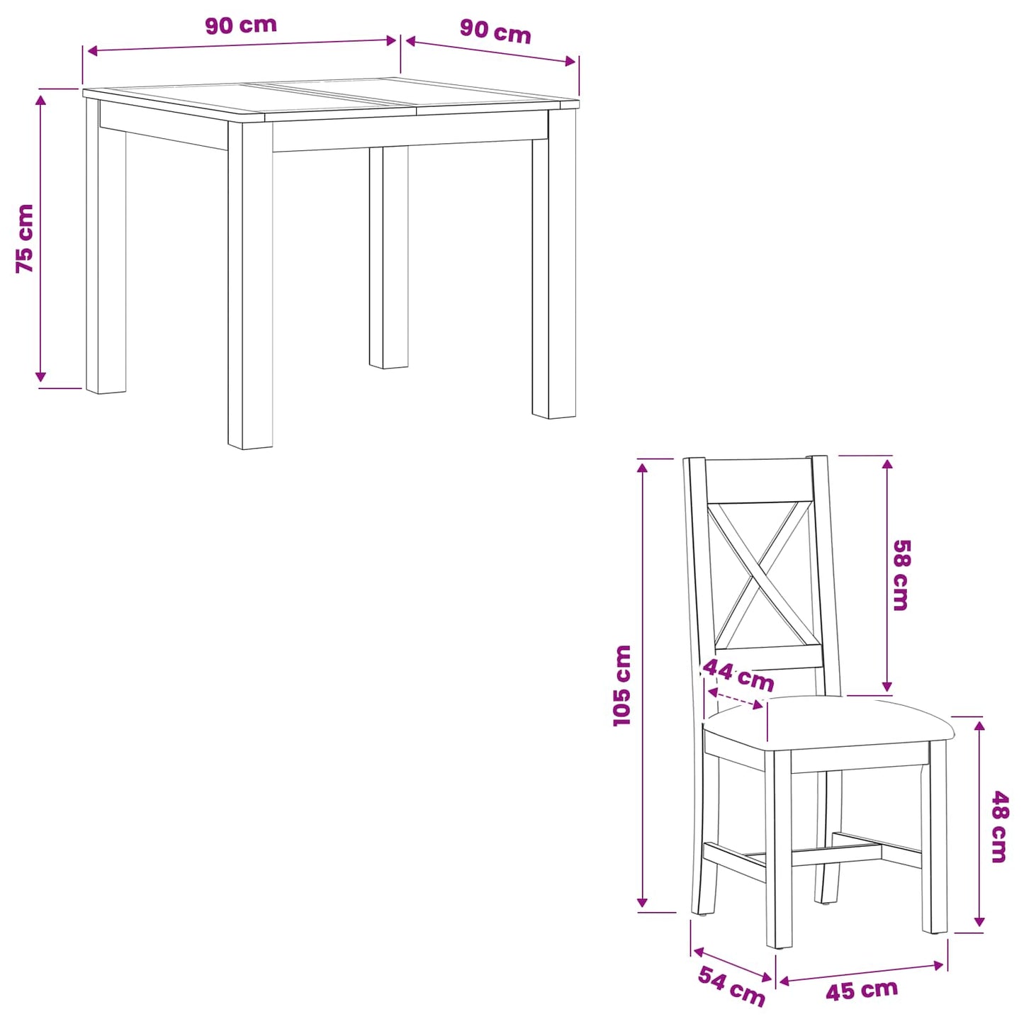 vidaXL Dining Set 5 pcs Black Solid Oak Wood