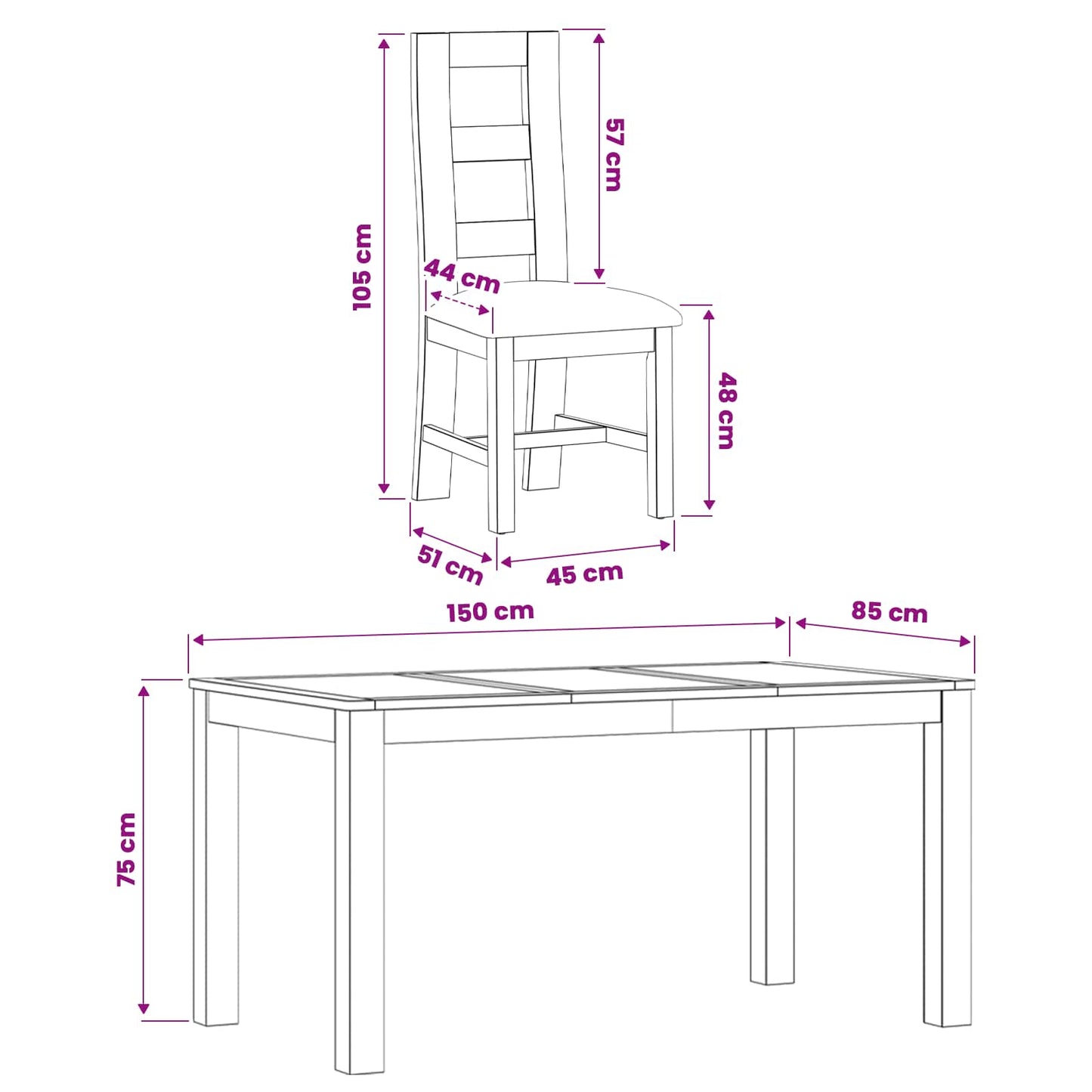 vidaXL Dining Set 5 pcs Beige Solid Oak Wood