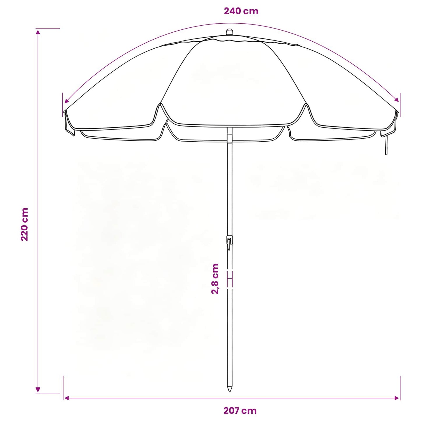 vidaXL Garden Parasol 240 cm 170T Polyester Orange