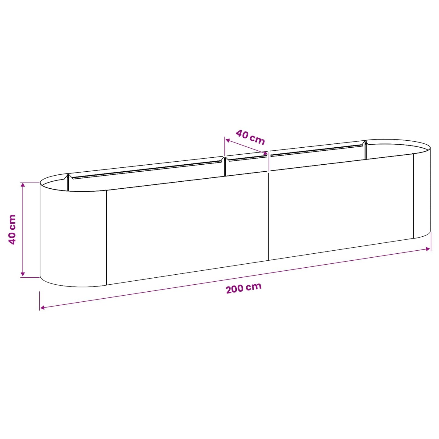 vidaXL Raised Garden Bed Galvanised Steel 200 x 40x 40 cm