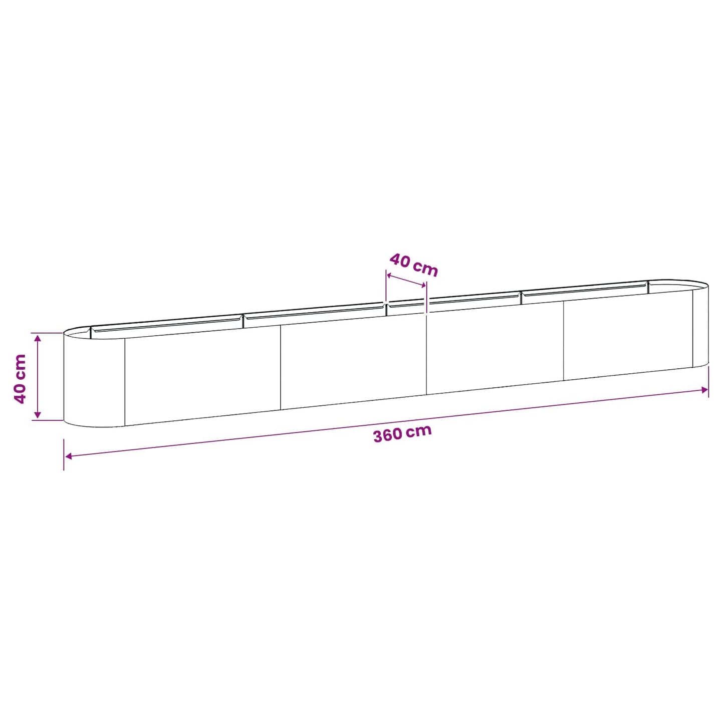vidaXL Raised Garden Bed Black 360 x 40x 40 cm