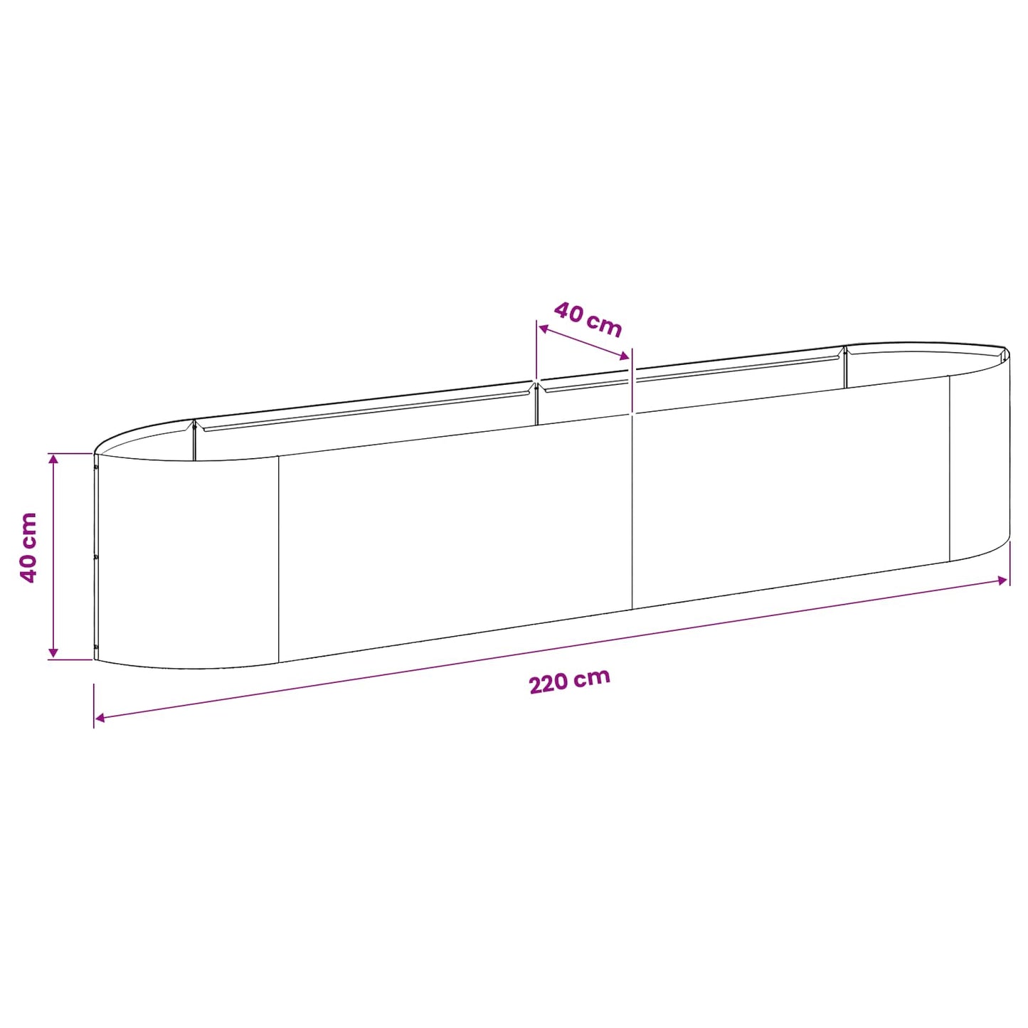 vidaXL Raised Garden Bed Olive Green 220 x 40x 40 cm Steel