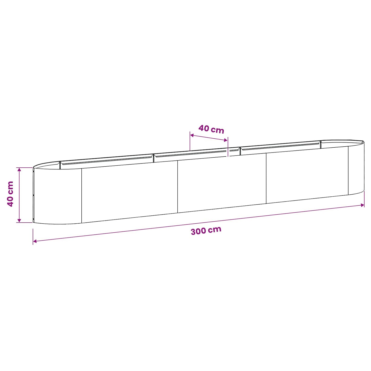 vidaXL Raised Garden Bed Stainless Steel 300 x 40x 40 cm Steel