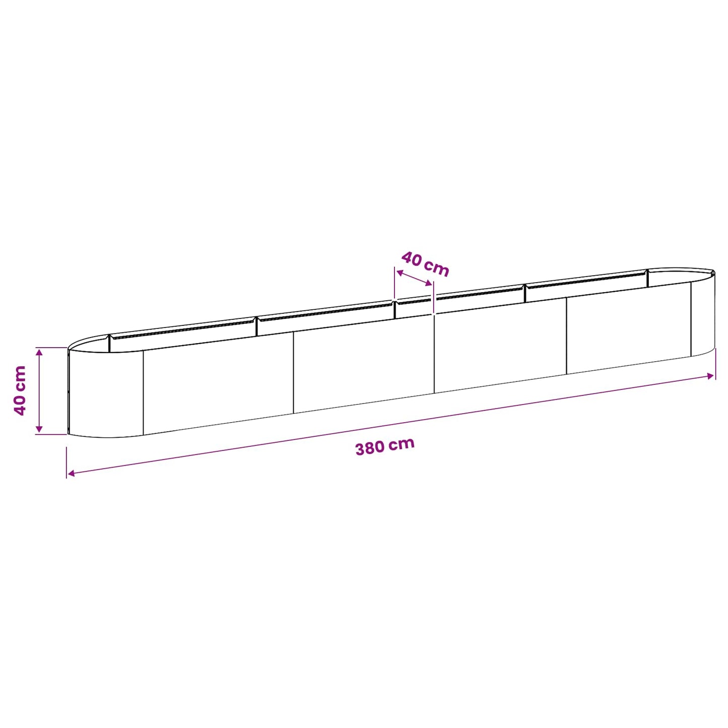 vidaXL Raised Garden Bed Stainless Steel 380 x 40x 40 cm Steel