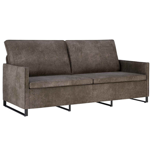 vidaXL 3 Seater Sofa Dark Grey 190 x 81 x 82 cm Faux Suede Fabric