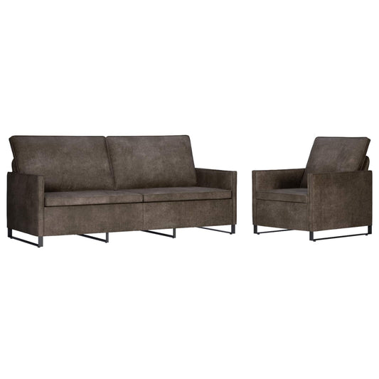 vidaXL Sofa Set 2 pcs Dark Grey Faux Suede Fabric