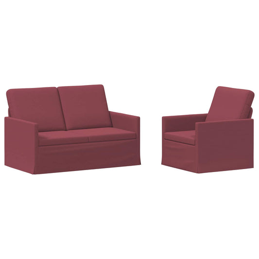 vidaXL Sofa Set 2 pcs Wine Red Fabric