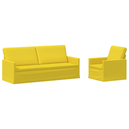 vidaXL Sofa Set 2 pcs Light Yellow Fabric