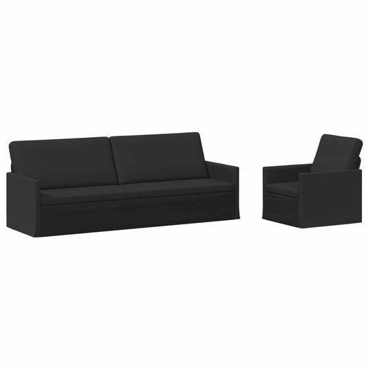 vidaXL Sofa Set 2 pcs Black Fabric