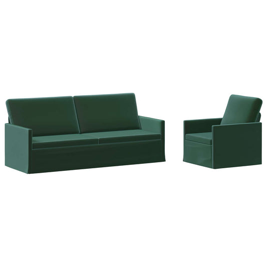 vidaXL Sofa Set 2 pcs Dark Green Velvet