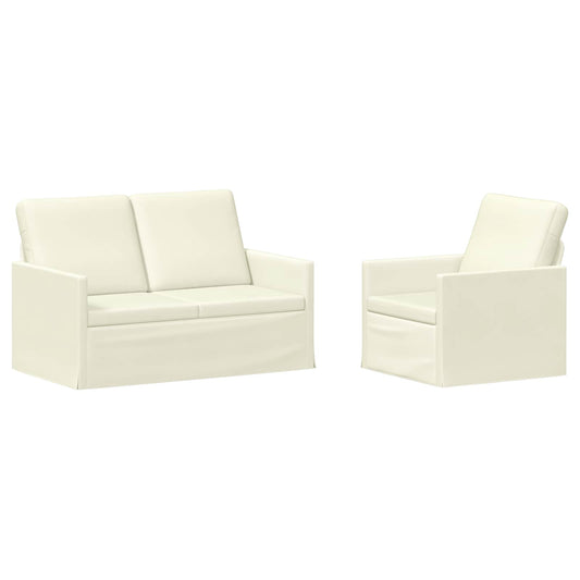 vidaXL Sofa Set 2 pcs Cream Corduroy Fabric
