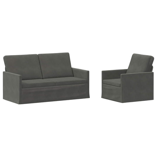 vidaXL Sofa Set 2 pcs Dark Grey Corduroy Fabric