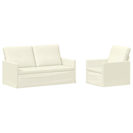 vidaXL Sofa Set 2 pcs Cream Corduroy Fabric
