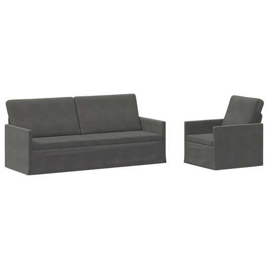 vidaXL Sofa Set 2 pcs Dark Grey Corduroy Fabric