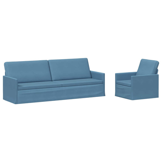 vidaXL Sofa Set 2 pcs Blue Corduroy Fabric