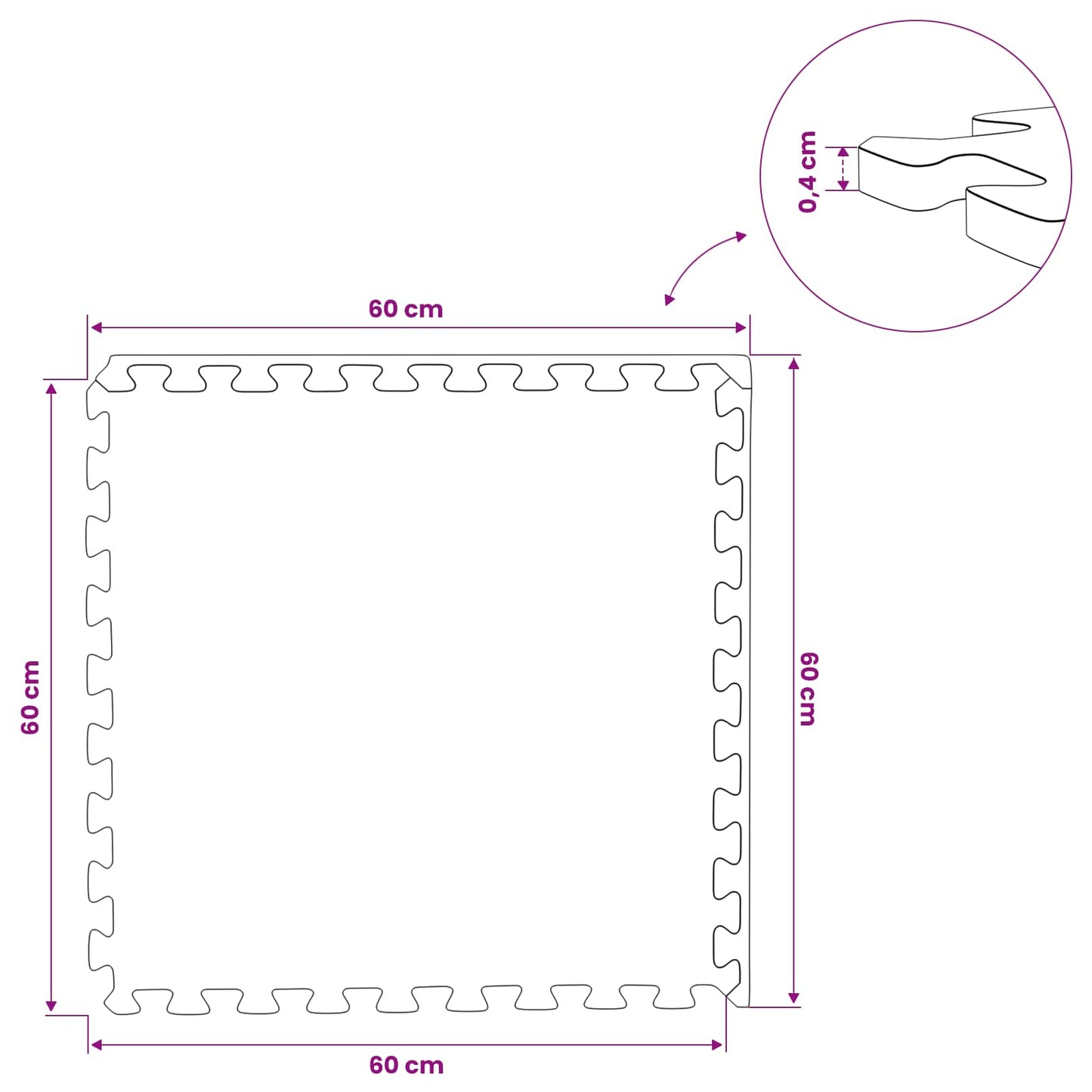 vidaXL Pool Ground Mat 12 pcs Grey 4.32 m² EVA Foam