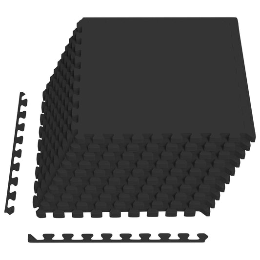 vidaXL Pool Ground Mat 50 pcs Black 18 m² EVA Foam