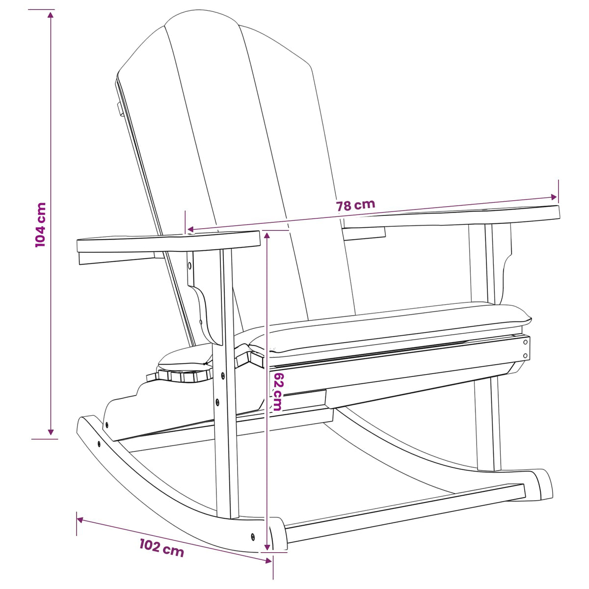 vidaXL Garden Adirondack Rocking Chair Natural Solid Teak wood