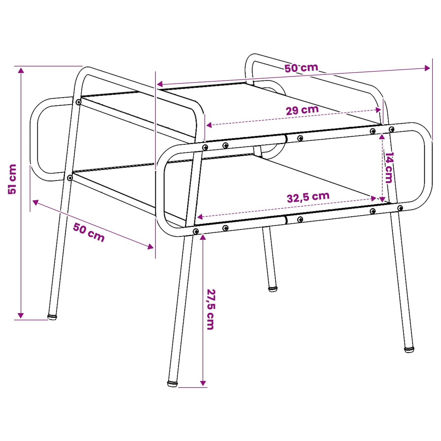vidaXL Coffee Table Black Oak 50 x 50 x 51 cm Engineered Wood