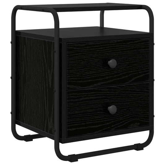 vidaXL Bedside Cabinet Black Oak 40 x 36.5 x 50 cm Engineered Wood