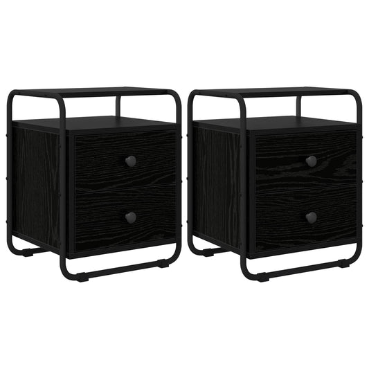 vidaXL Bedside Cabinet 2 pcs Black Oak 40 x 36.5 x 50 cm