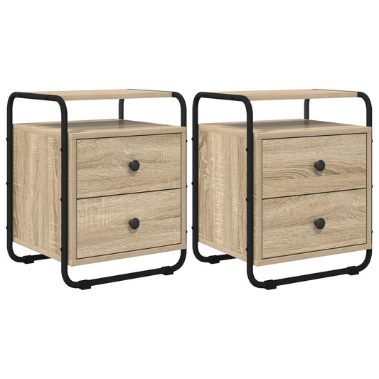 vidaXL Bedside Cabinet 2 pcs Sonoma Oak 40 x 36.5 x 50 cm