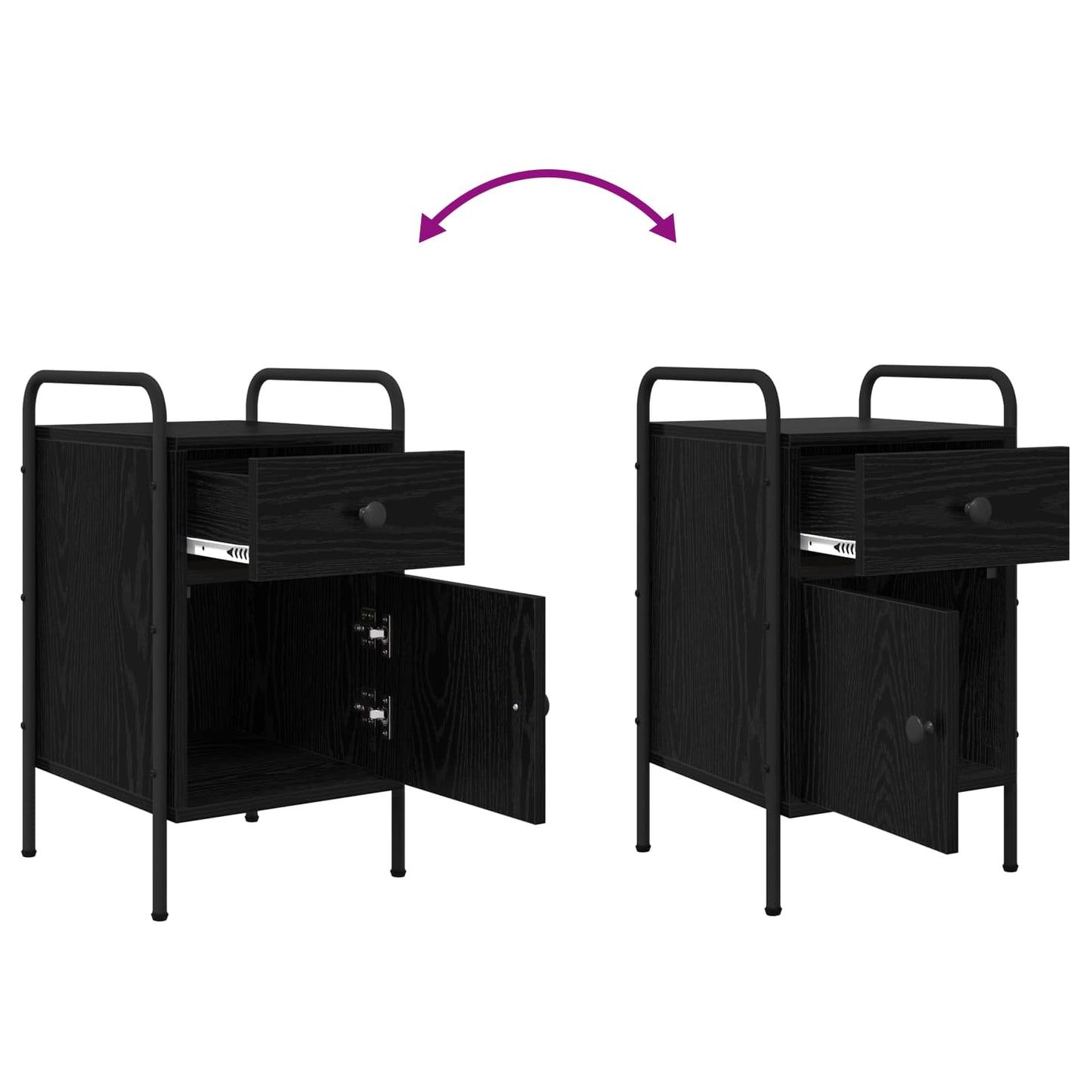 vidaXL Bedside Cabinet Black Oak 35 x 36.5 x 61 cm Engineered Wood