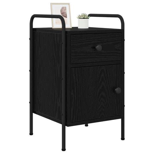 vidaXL Bedside Cabinet Black Oak 35 x 36.5 x 61 cm Engineered Wood