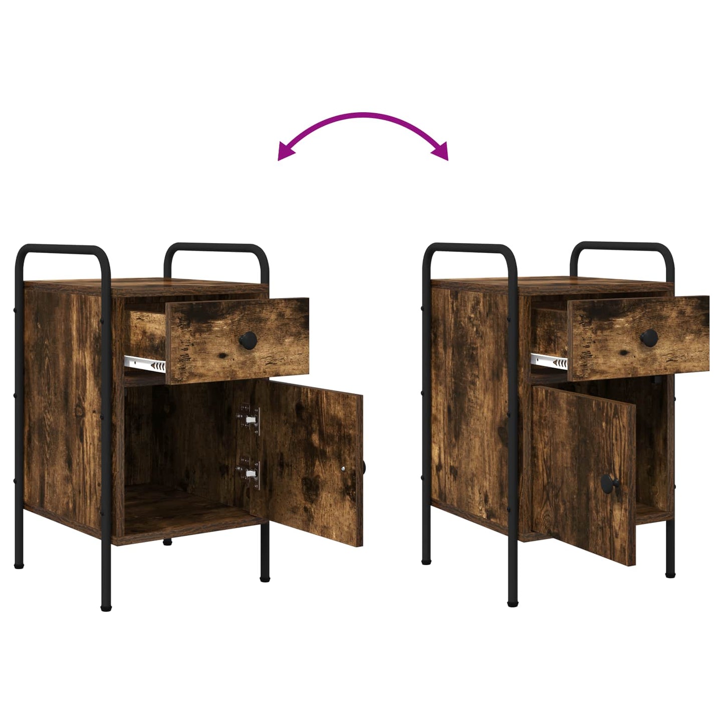vidaXL Bedside Cabinet Smoked Oak 35 x 36.5 x 61 cm Engineered Wood