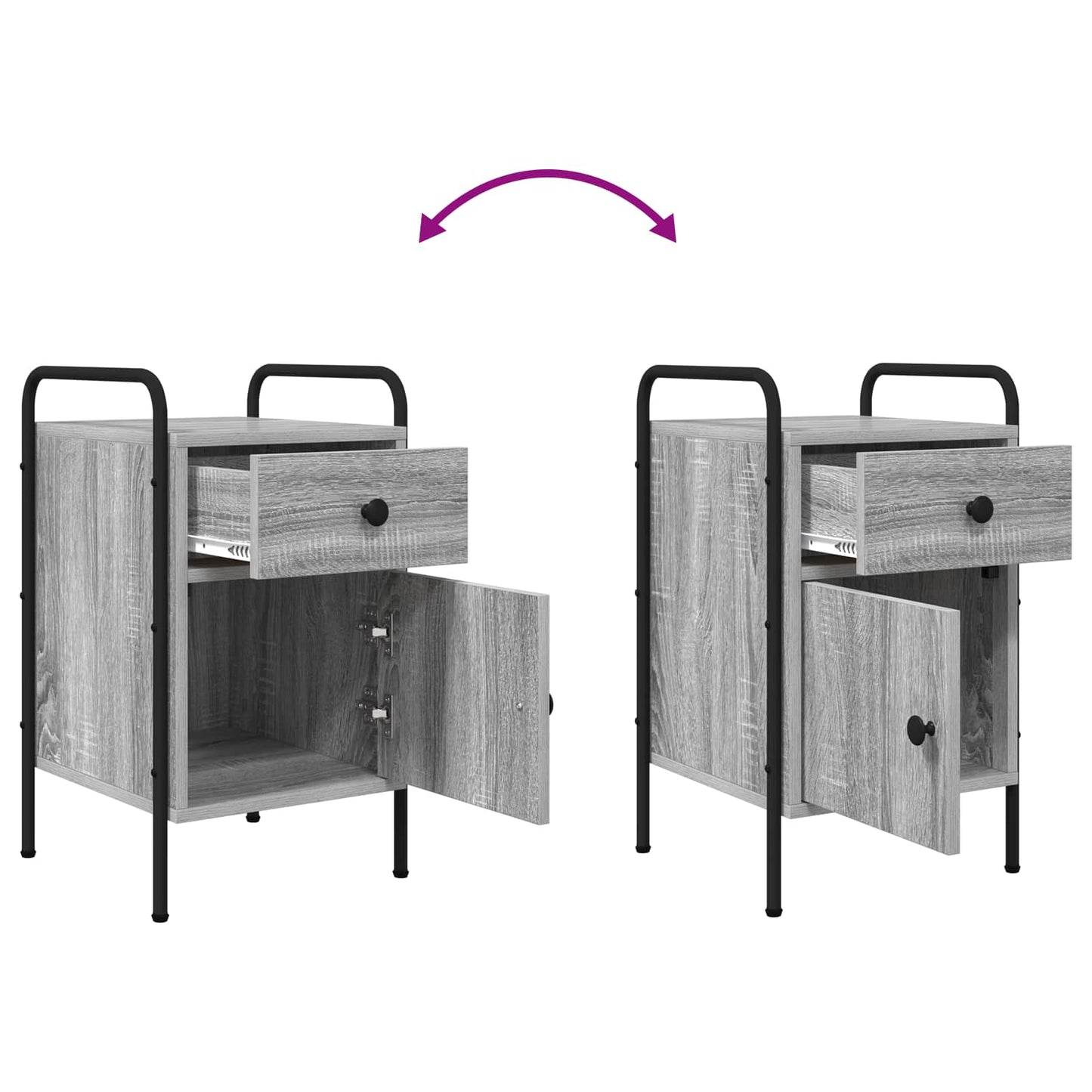 vidaXL Bedside Cabinet Grey Sonoma 35 x 36.5 x 61 cm Engineered Wood