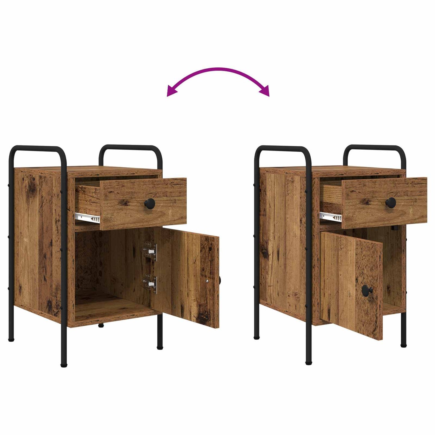 vidaXL Bedside Cabinet Old Wood 35 x 36.5 x 61 cm Engineered Wood