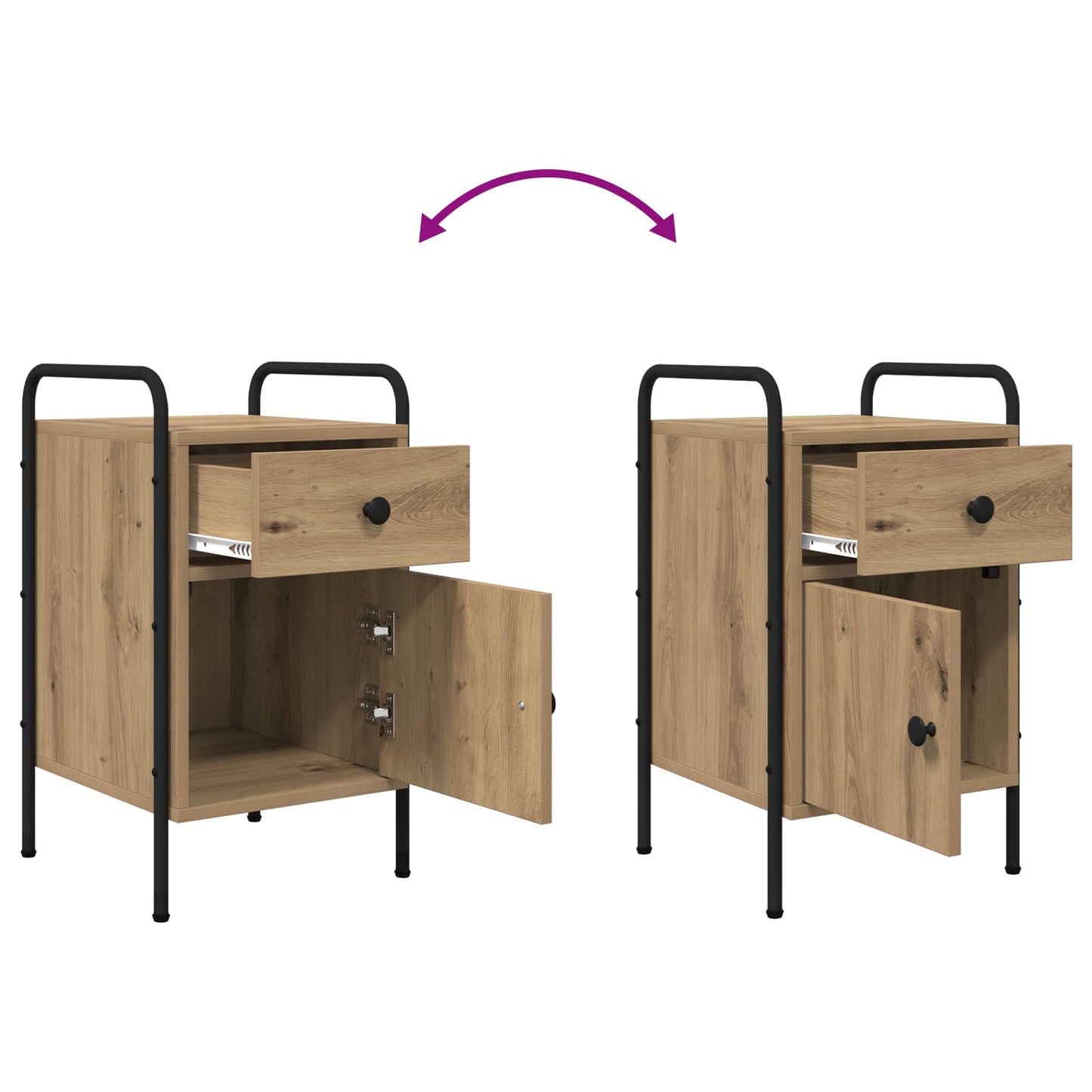 vidaXL Bedside Cabinet Artisan Oak 35 x 36.5 x 61 cm Engineered Wood